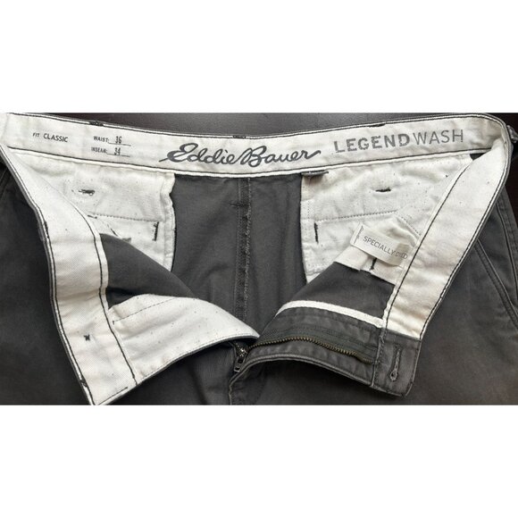 Eddie Bauer Pants Mens 38x33 Legend Wash Classic Fit Chino Gray Specially Dyed - Picture 10 of 12